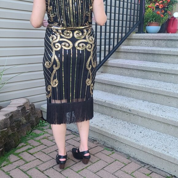 Gold Sequin Flapper Dress - Picture 2 of 4